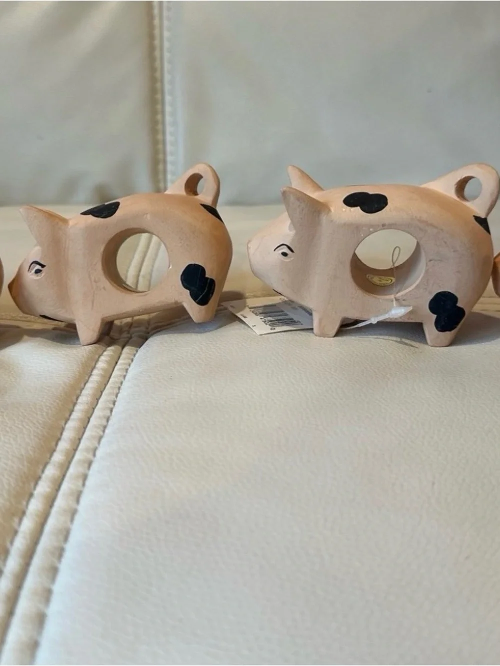 Set of 4 Ceramic Pig Napkin Holders w/ Tags Farmhouse Kitchen Decor